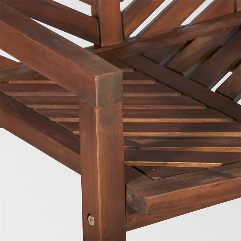 48" Outdoor Wood Patio Love Seat in Dark Brown Homesquare