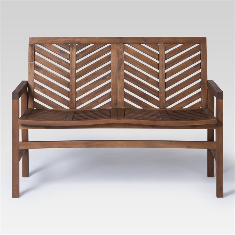 48" Outdoor Wood Patio Love Seat in Dark Brown Homesquare