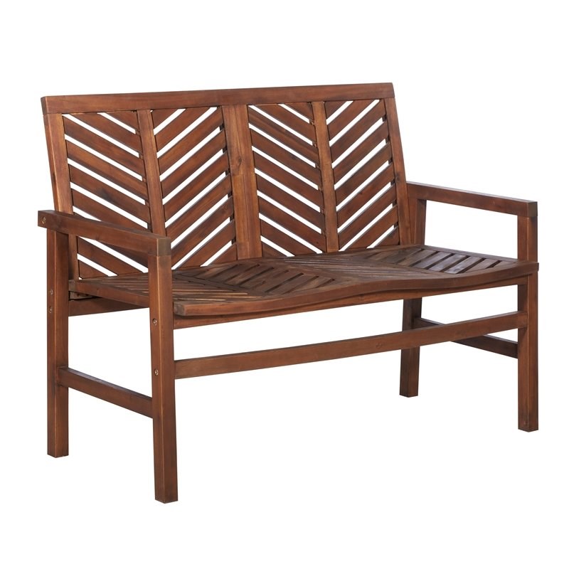 48" Outdoor Wood Patio Love Seat in Dark Brown Homesquare