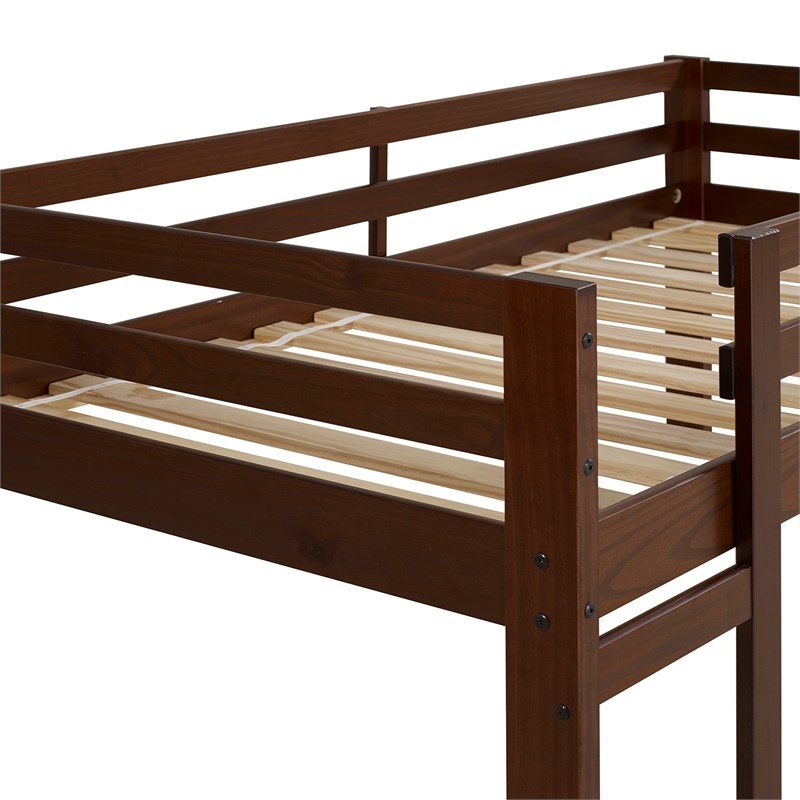 Solid Wood Low Loft Bed Walnut Homesquare