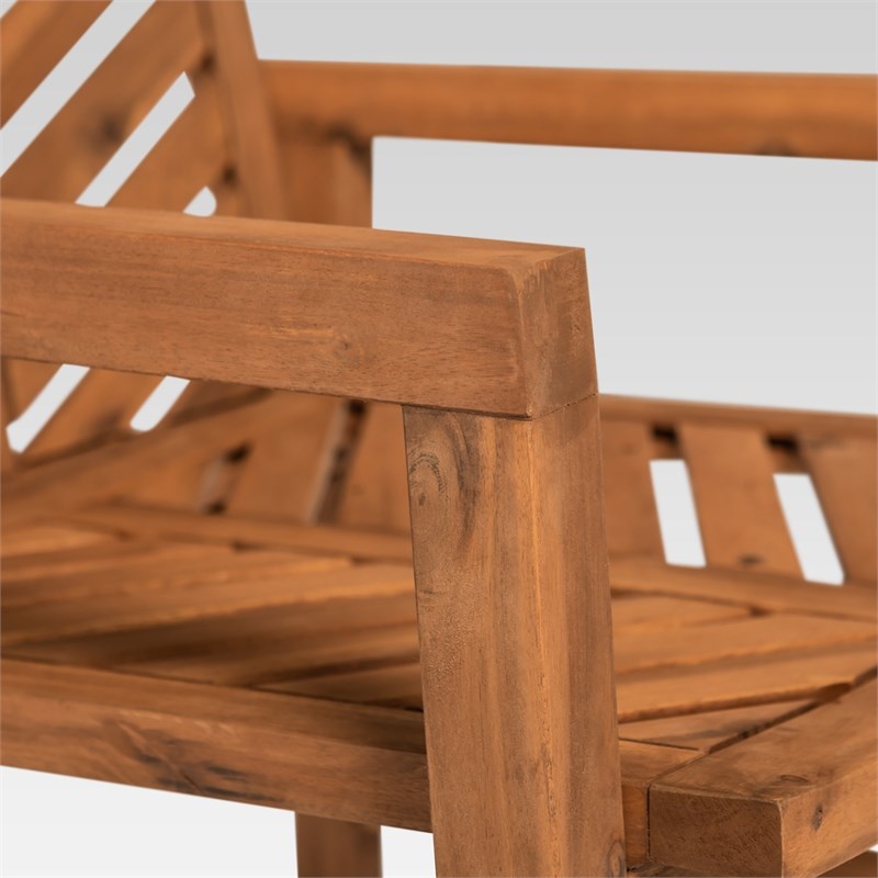 Outdoor Wood Patio Chairs Set of 2 Brown Homesquare