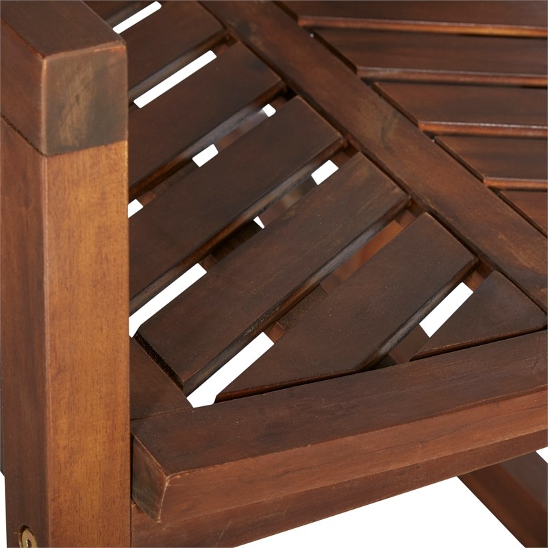 Walker Edison Outdoor Wood Patio Chevron Rocker in Dark Brown | Homesquare