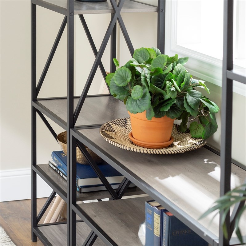 3Piece Rustic Entertainment Center Gray Wash Homesquare