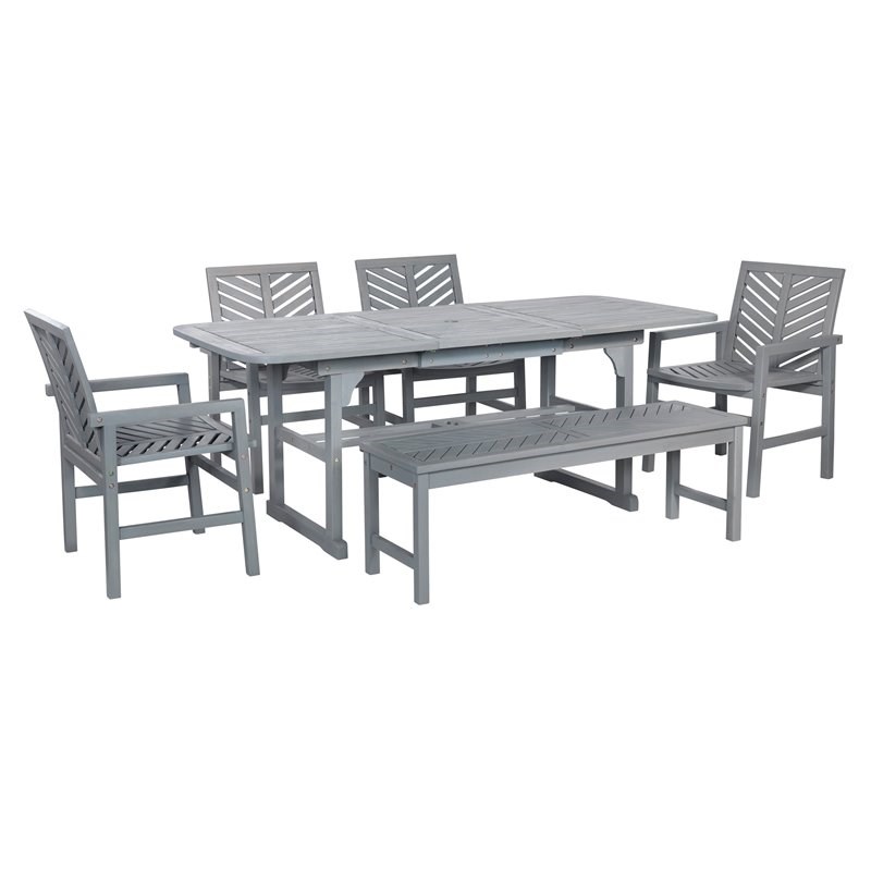 Extendable Outdoor Patio Dining Set, Extendable Outdoor Dining Table With Bench