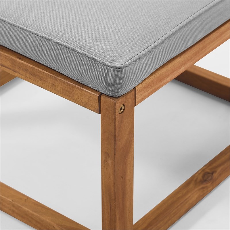 Acacia Wood Outdoor Patio Chair & Pull Out Ottoman Brown Homesquare