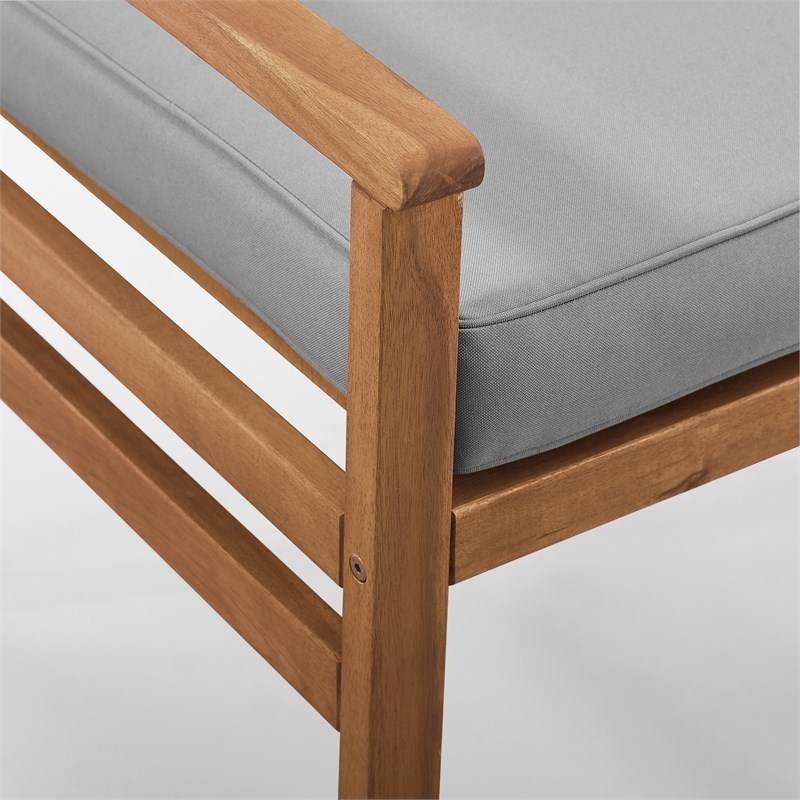 Acacia Wood Outdoor Patio Chair & Pull Out Ottoman Brown Homesquare