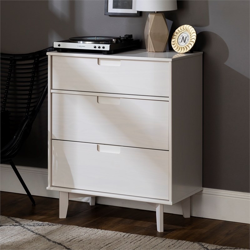 3Drawer Groove Handle Wood Dresser White Homesquare