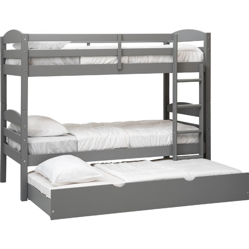 Walker Edison Solid Wood Twin Over, Dorel Living Airlie Solid Wood Bunk Beds Twin Over Full With Ladder And Guard Rail Slate Gray
