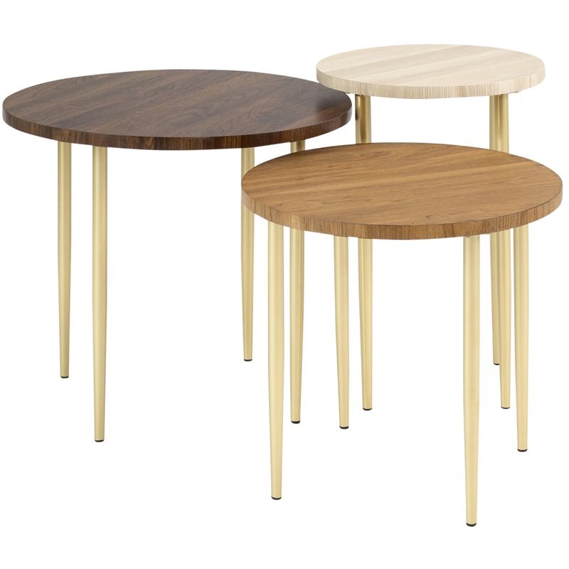 3 Piece Round Nesting Coffee Table Set Dark Walnut Af3pnestctdw 3 Piece Round Nesting Coffee Table Set, 3 Piece Round Coffee Table Set