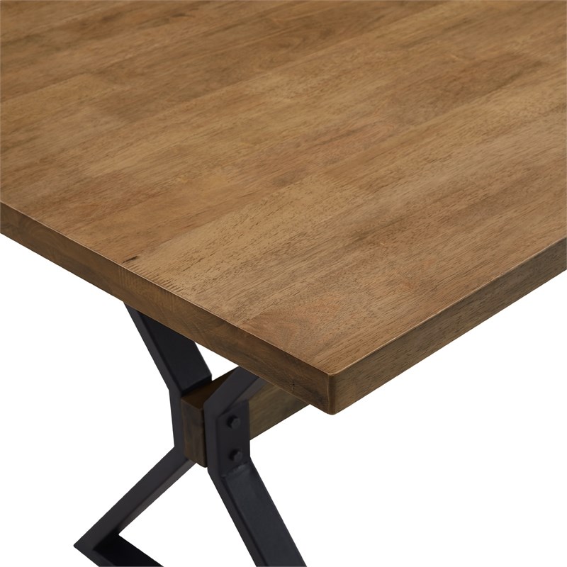 72" Rustic Oak Solid Wood Dining Table with X Leg Homesquare