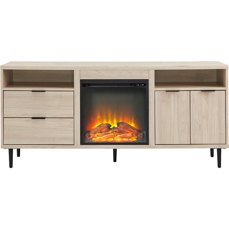 Contemporary 2-Door Fireplace TV Stand for TVs up to 65
