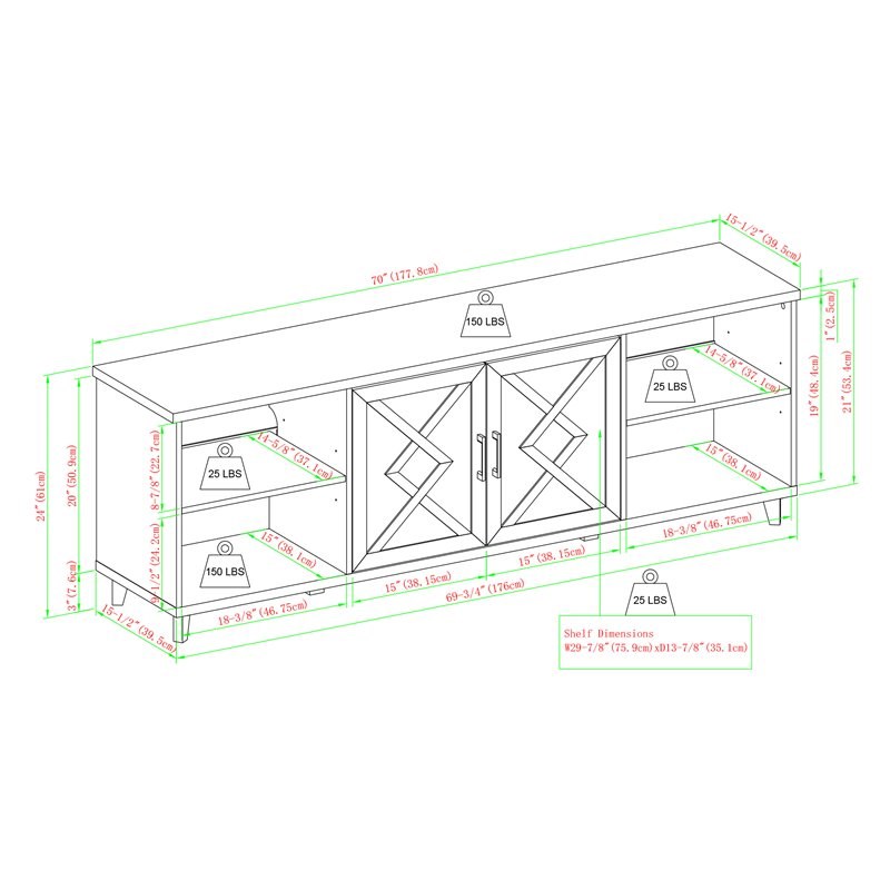Classic Detailed-Door TV Stand for TVs up to 80
