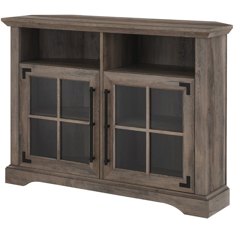 Farmhouse Window Pane Door Tall Corner TV Stand for TVs up to 50