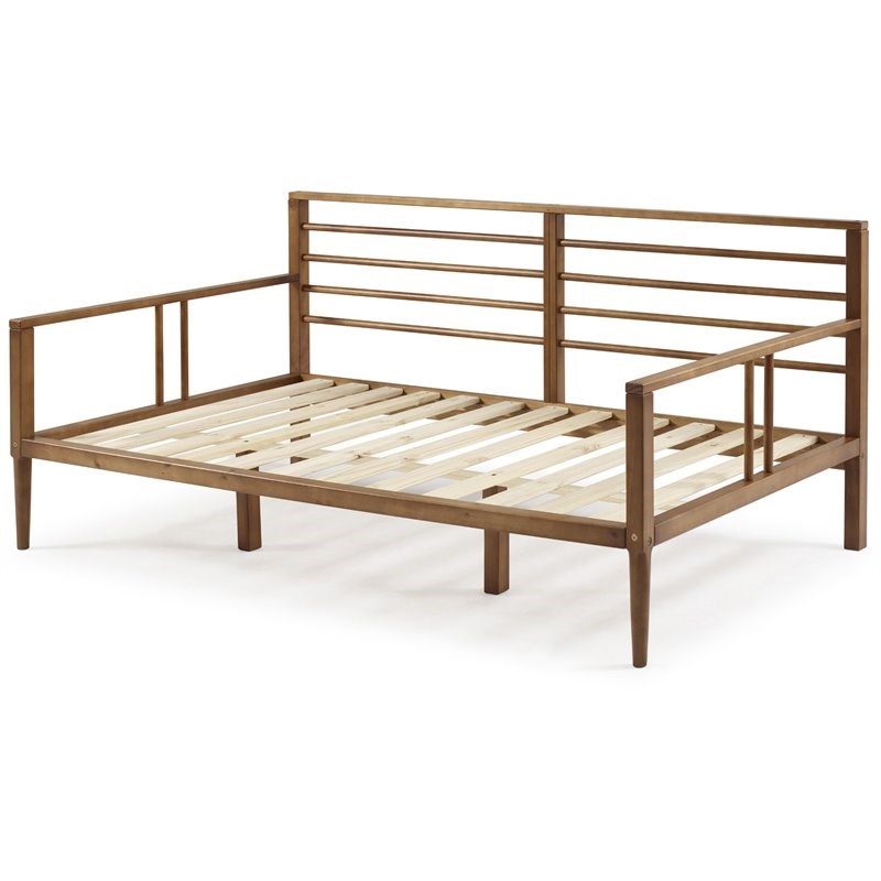 Mid Century Modern Solid Wood Spindle Daybed in Caramel