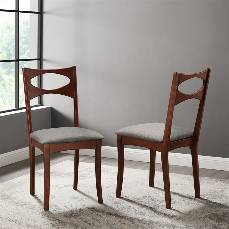 Mina Mid Century Modern Upholstered Seat Dining Chair in Acorn (Set of 2)