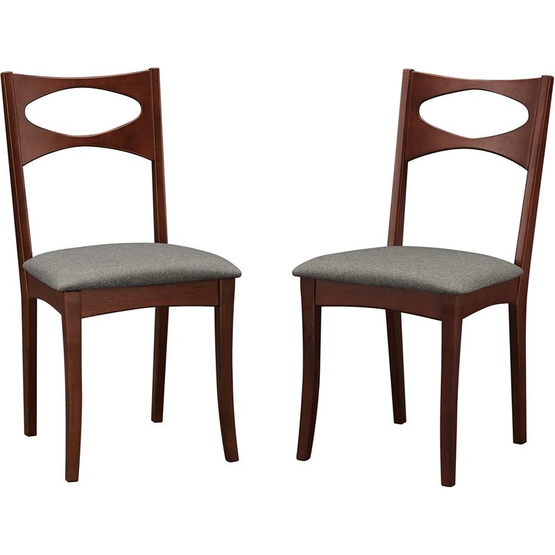 Mina Mid Century Modern Upholstered Seat Dining Chair in Acorn (Set of 2)
