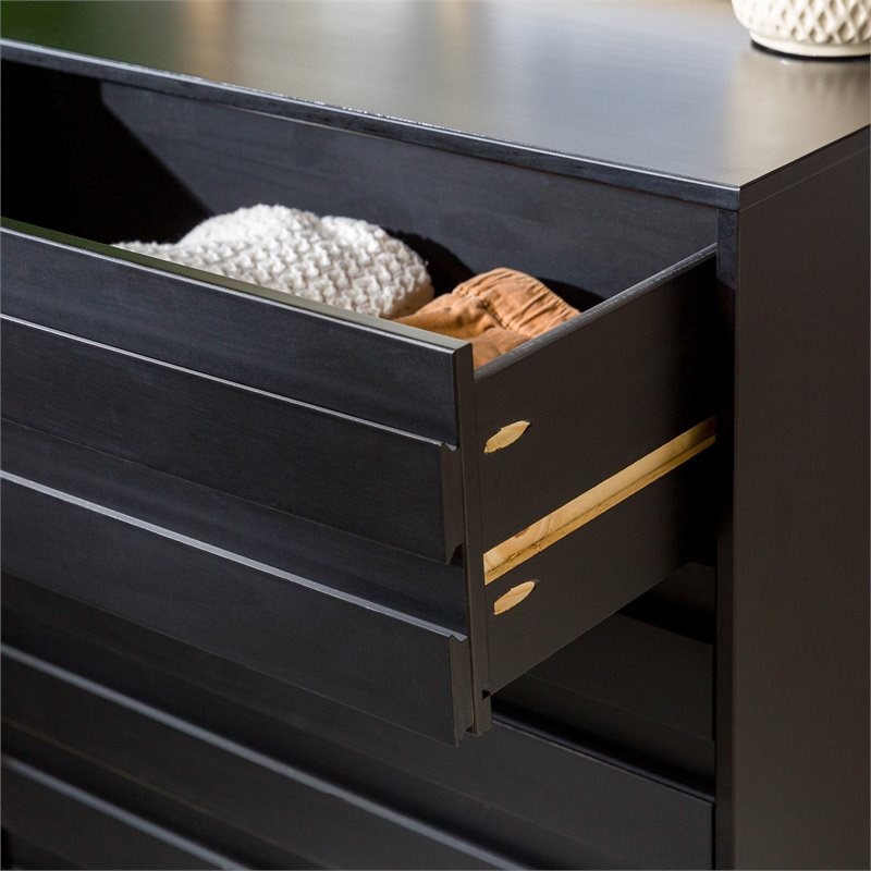 4-Drawer Solid Wood Contemporary Bedroom Chest in Black