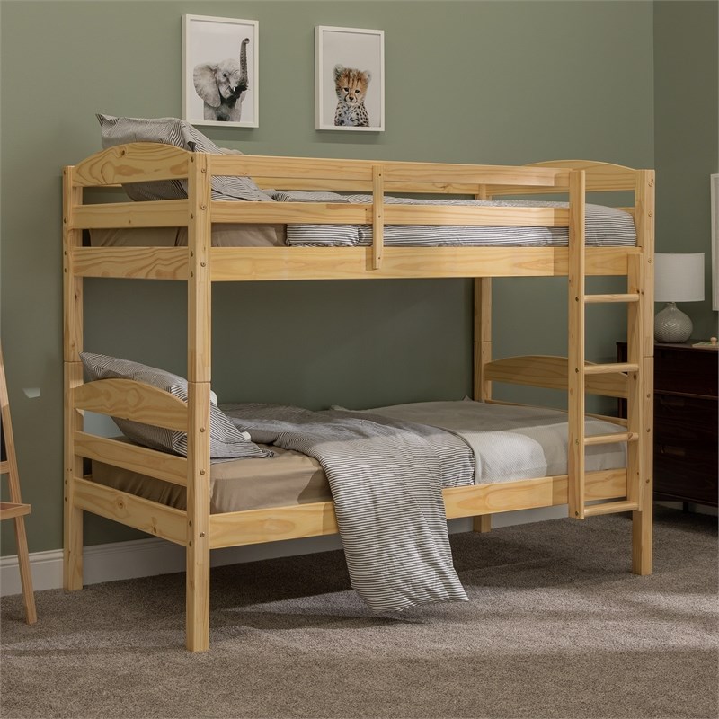 Solid Wood Twin Over Twin Bunk Bed Natural Homesquare