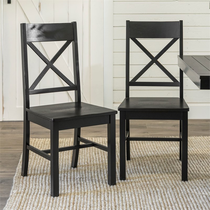 Wood Dining Chair in Black (Set of 2)