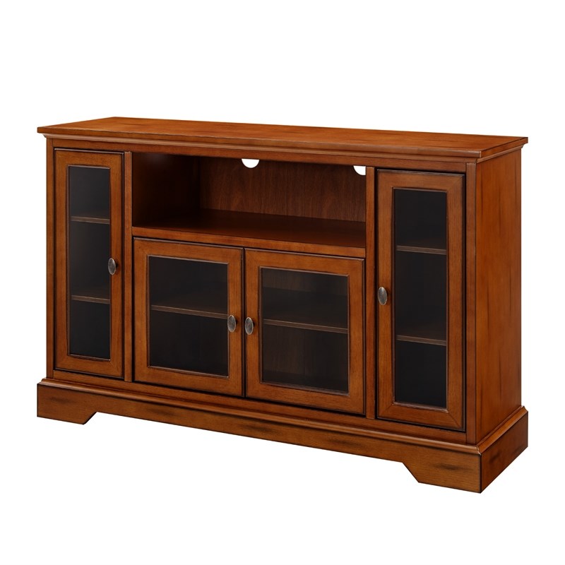 52" Transitional Wood TV Stand in Rustic Brown Homesquare