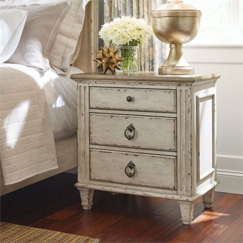 american drew southbury 3 drawer nightstand in wirebrush oak - 513-420