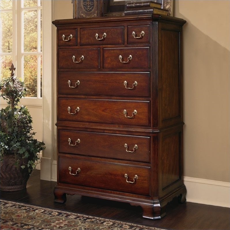 american drew cherry grove 9 drawer chest in antique cherry finish ...