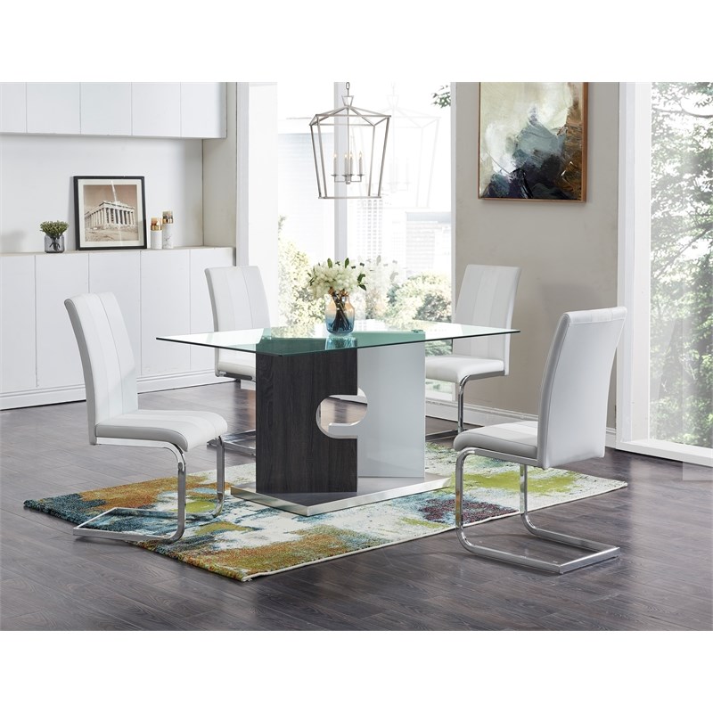 Global Furniture USA Grey/White Pedestal Dining Table