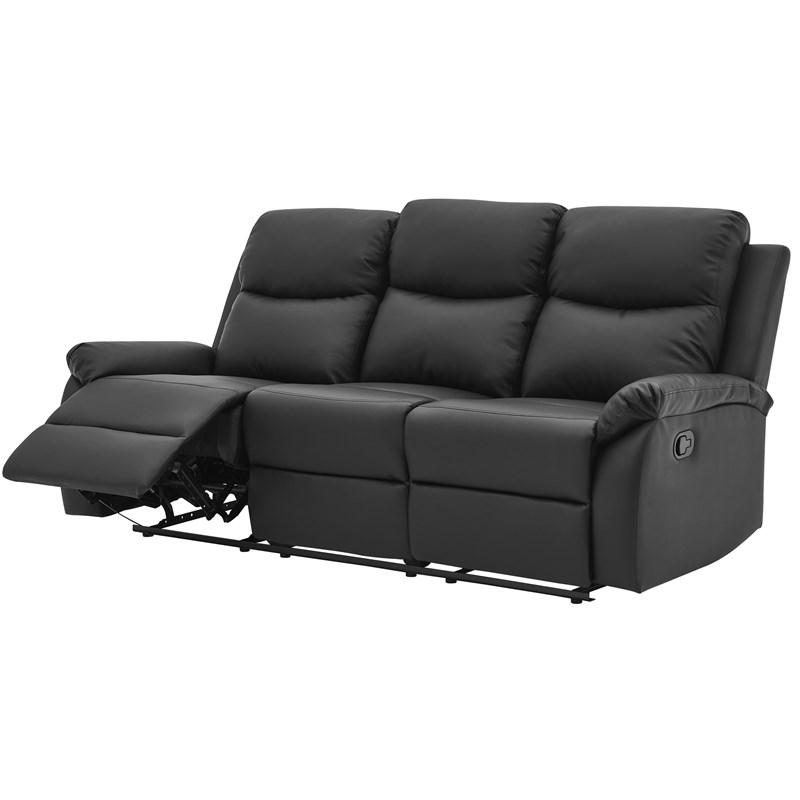 Global Furniture USA Reclining Faux Leather Black Sofa