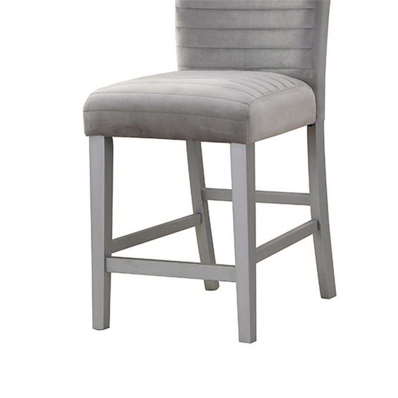 Global Furniture USA Grey Velvet and Silver Glitter Barstool (Set of 2)