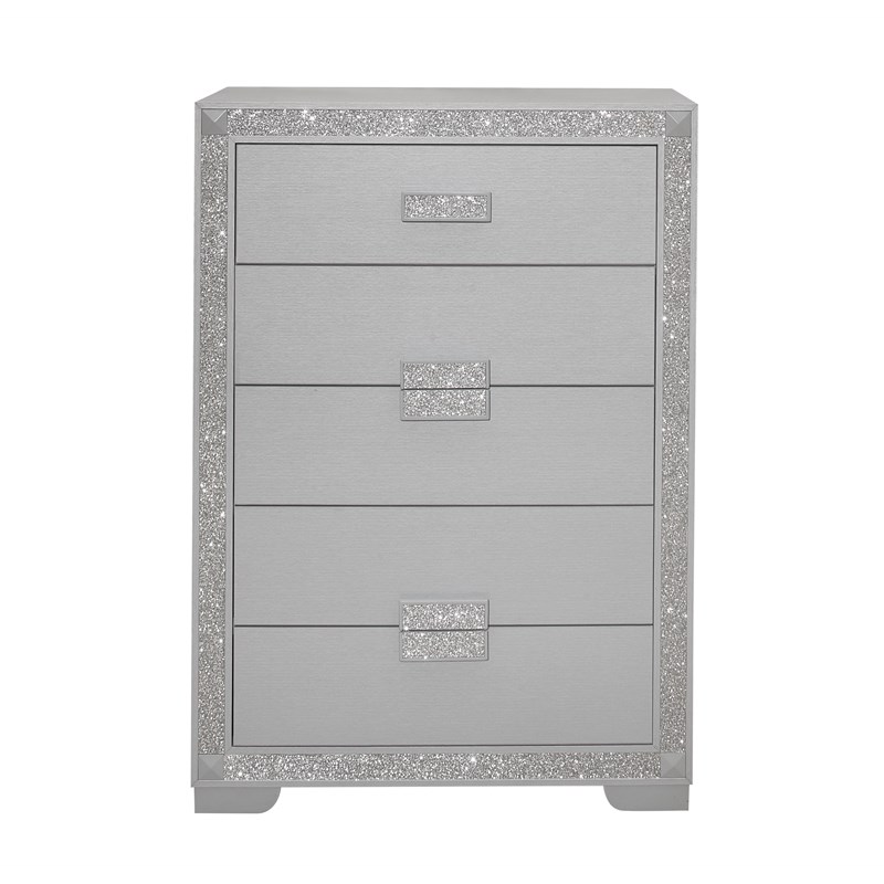 Global Furniture USA Chalice Silver Glitter Accent Chest