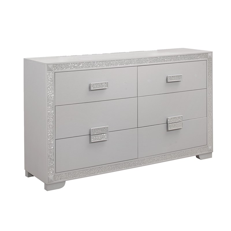 Global Furniture USA Chalice Silver Glitter Accent Dresser