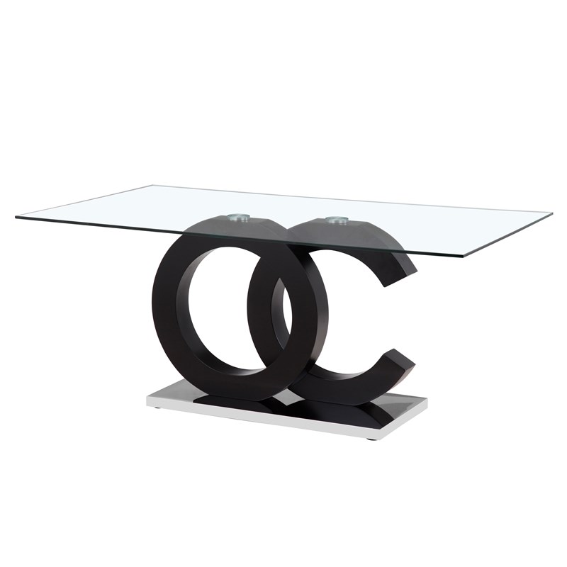 Global Furniture USA Matte Black & Stainless Steel Dining Table