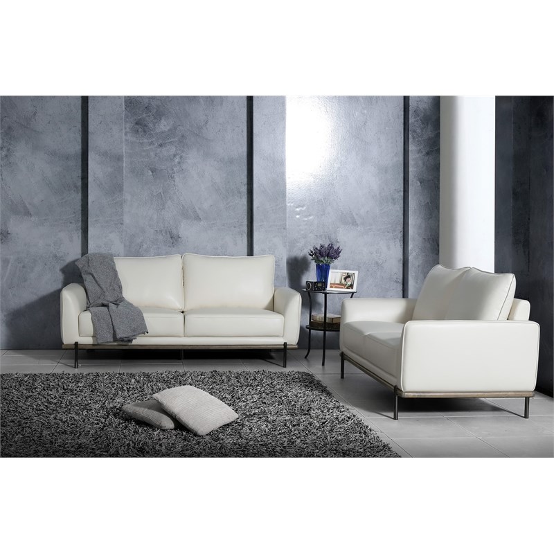 Global Furniture USA Blanche White Leather Gel Sofa