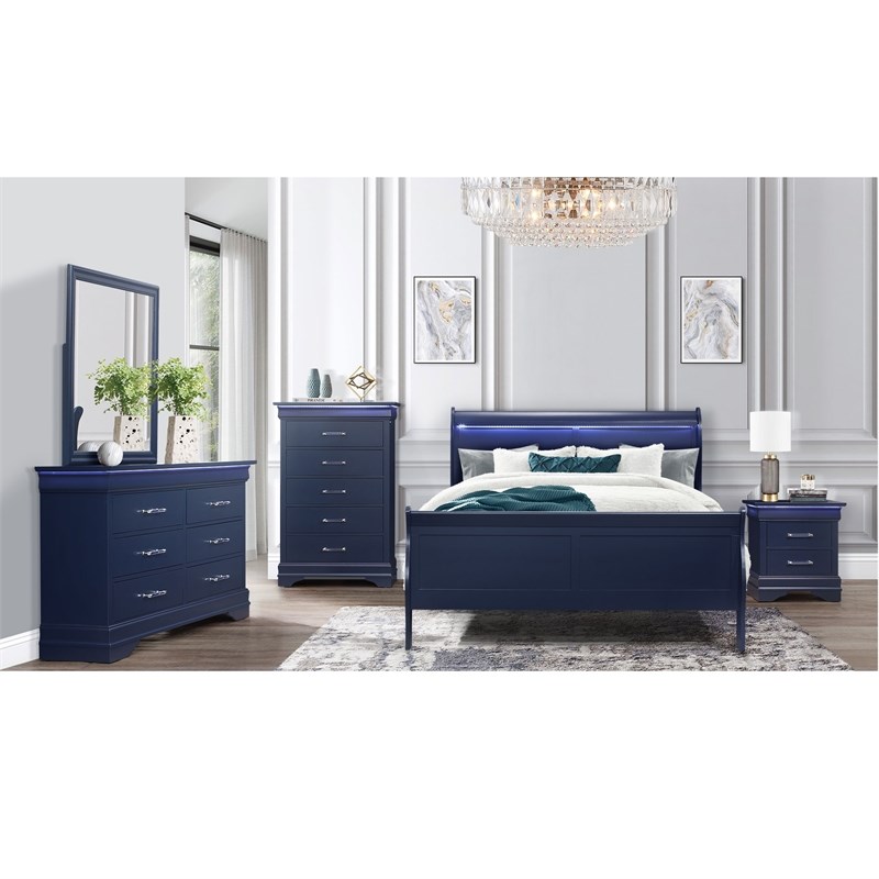 Global Furniture USA Blue LED Lighting Dresser