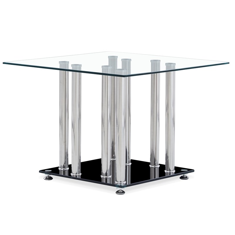 Global Furniture Clear Top End Table with Black Base