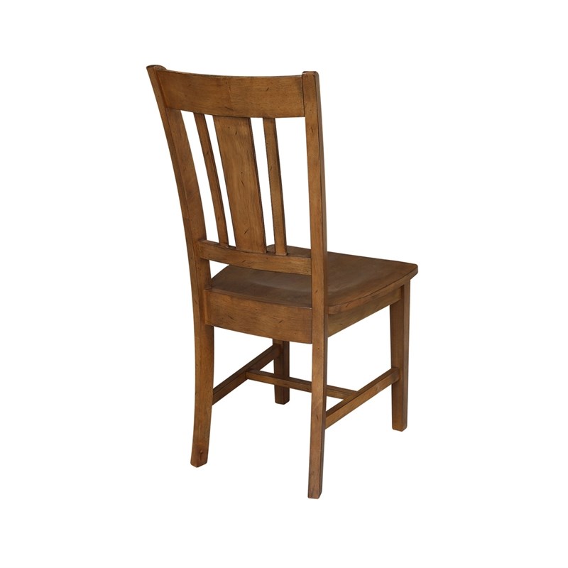 International Concepts San Remo Solid Wood Dining Chair in Pecan (Set of 2)