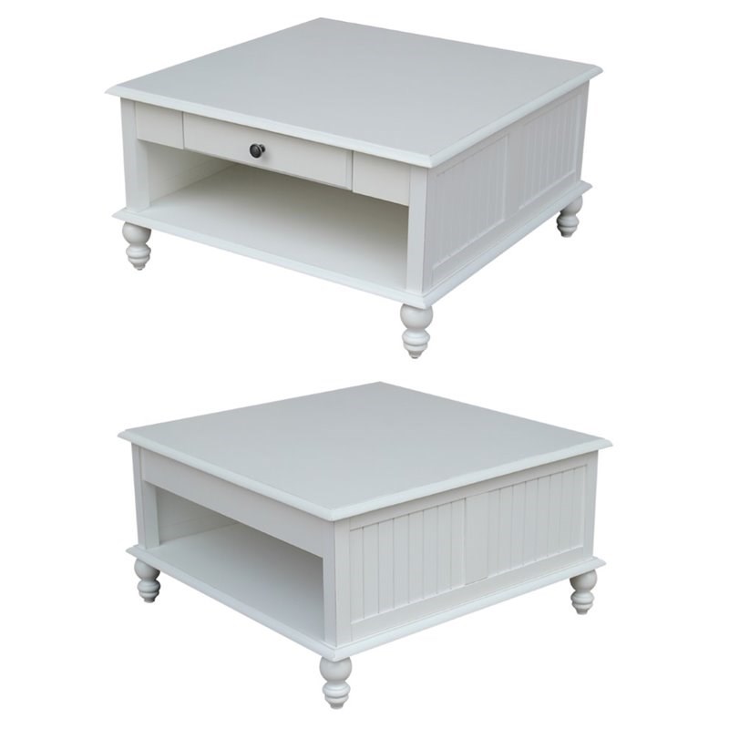 International Concepts Cottage Square Coffee Table in Beach White