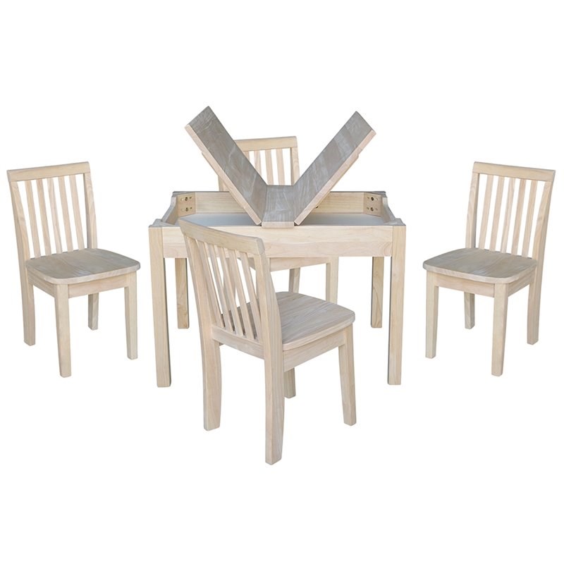 International Concepts 5 Piece Storage Kids Table and Chair Set