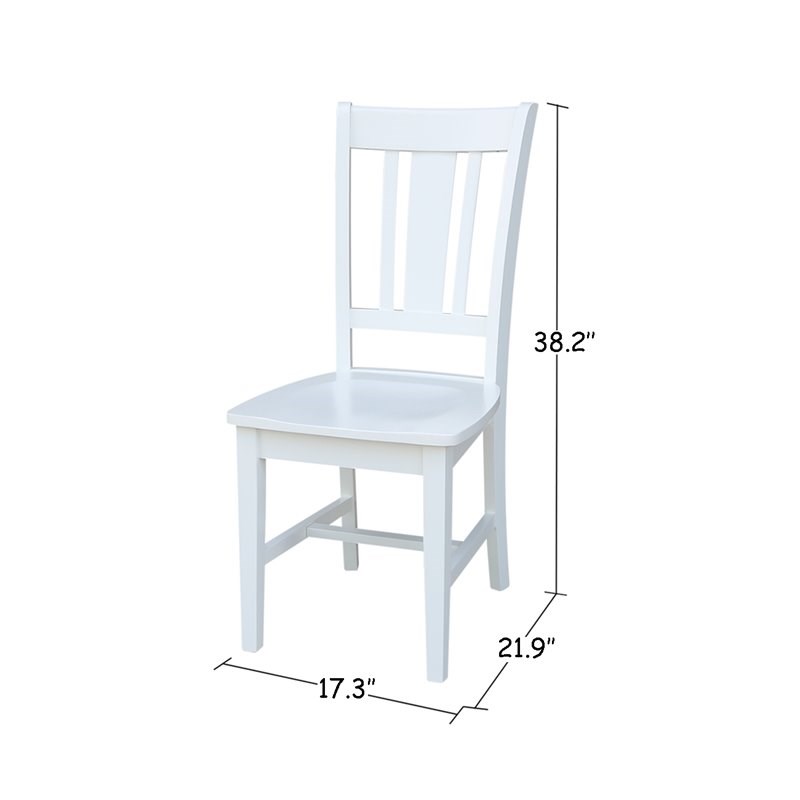 Set of Two San Remo Solid Wood Splatback Chairs in White