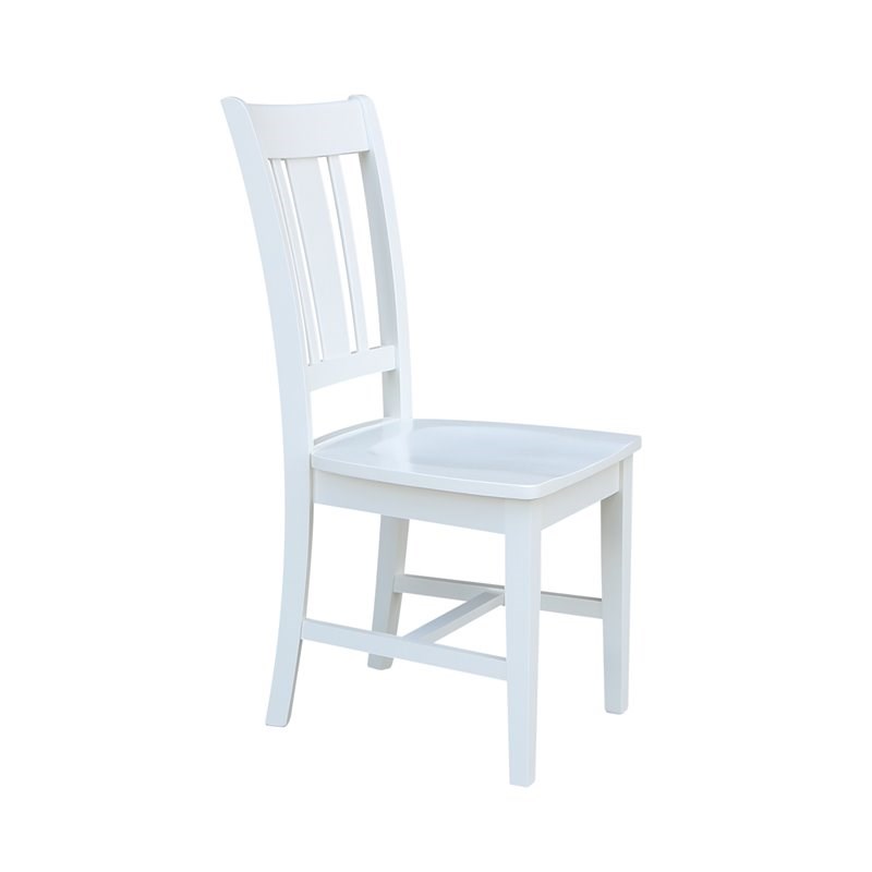 Set of Two San Remo Solid Wood Splatback Chairs in White