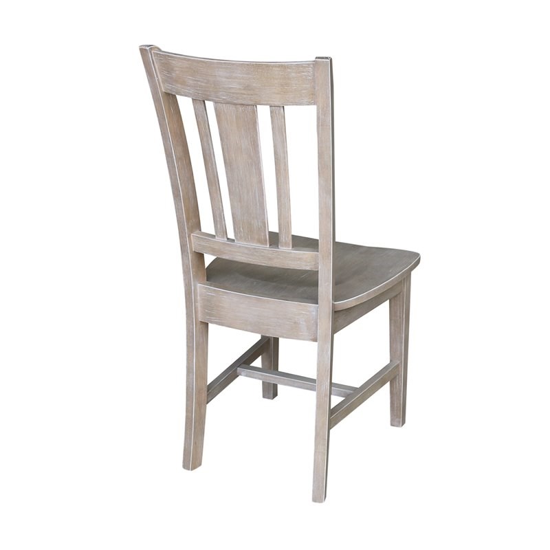 Set of Two San Remo Solid Wood Splatback Chairs in Washed Gray Taupe