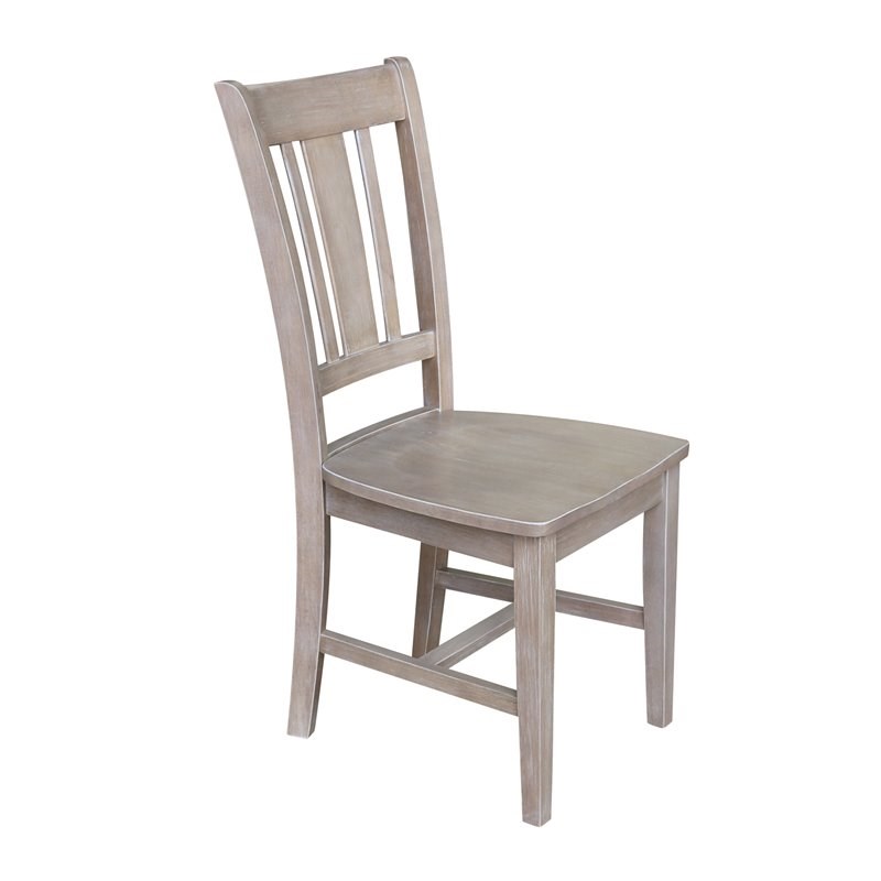 Set of Two San Remo Solid Wood Splatback Chairs in Washed Gray Taupe ...