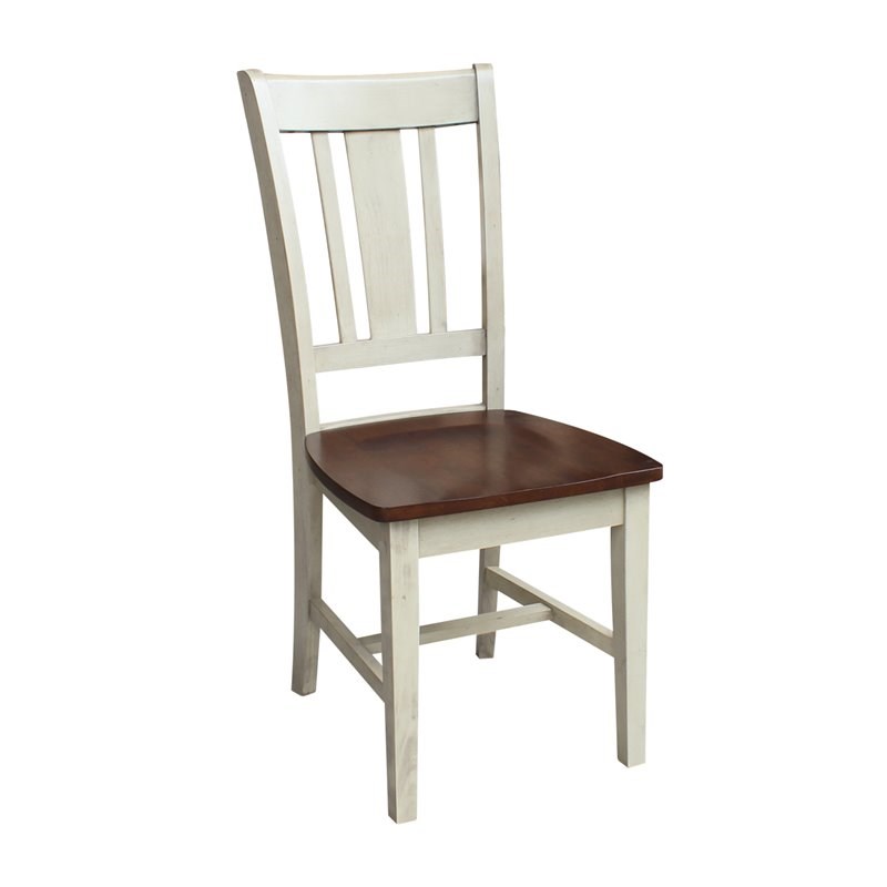 Set of Two San Remo Solid Wood Splatback Chairs in Almond/Espresso