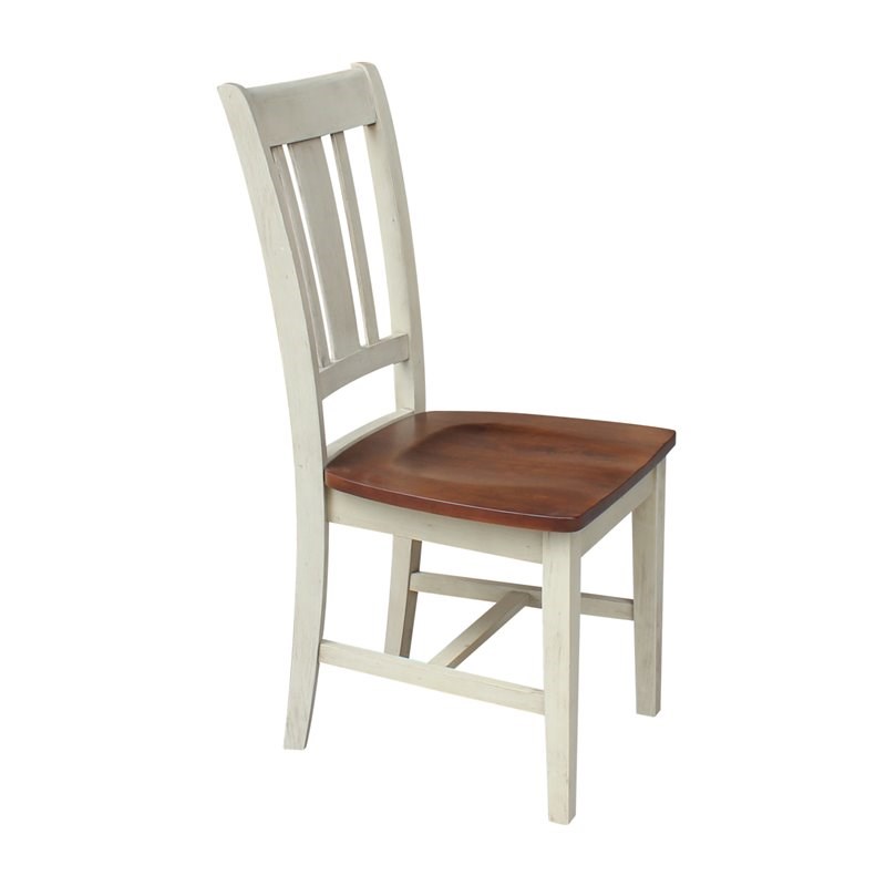 Set of Two San Remo Solid Wood Splatback Chairs in Almond/Espresso
