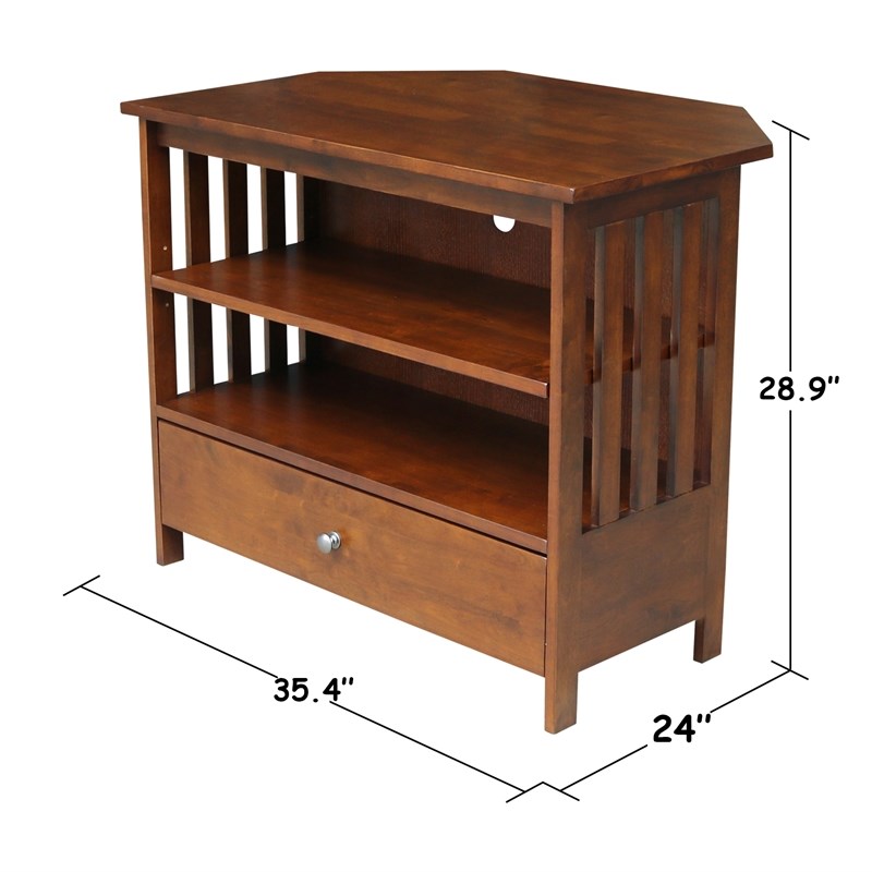 International Concepts Mission Corner TV Stand in Brown