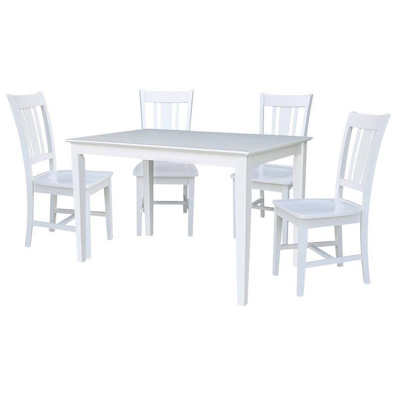 30" x 48" Solid Wood Dining Table with 4 San Remo Chairs in White 5