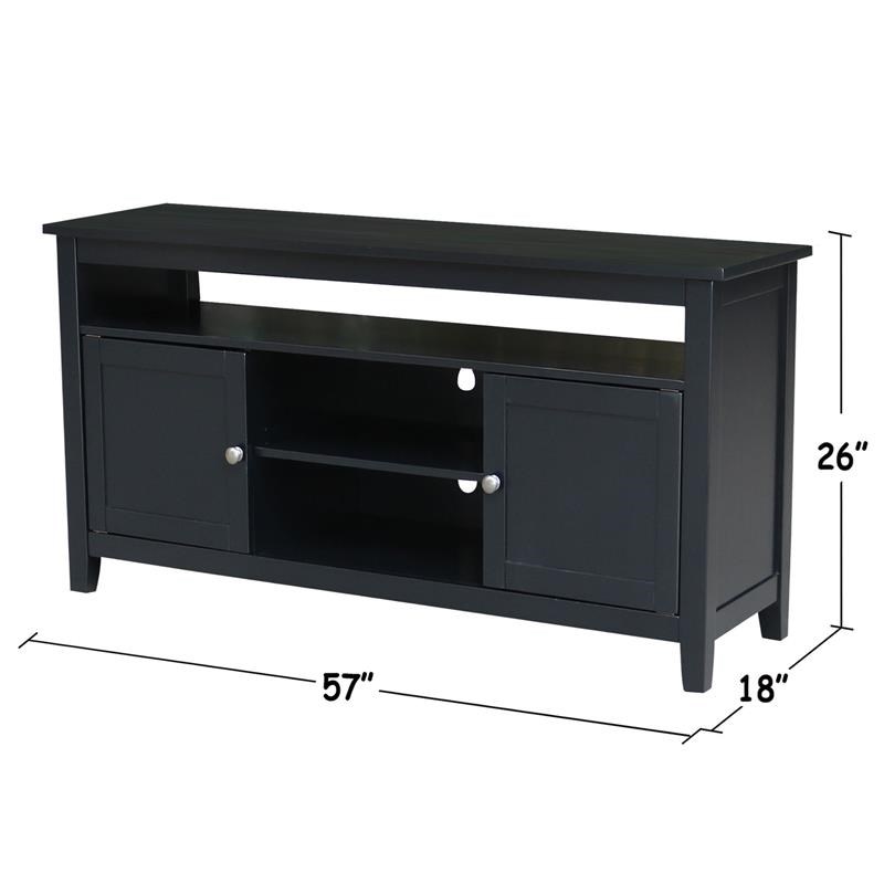 Solid Wood Entertainment / TV Stand with Open Shelves and 2 Doors in ...