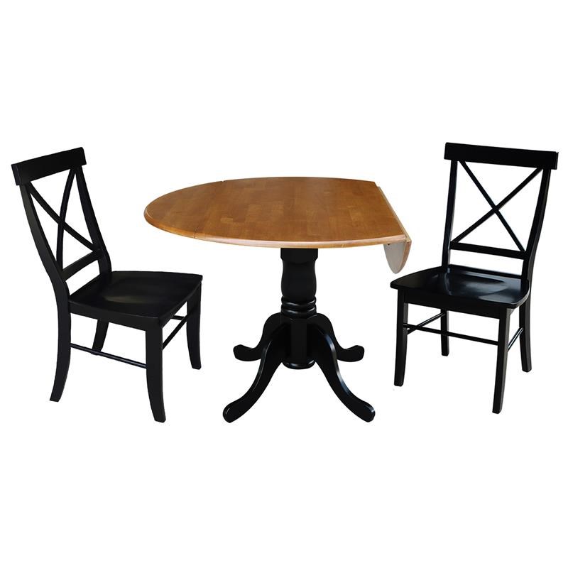 42 In Dual Drop Leaf Dining Table With 2 Dining Chairs 3 Piece Dining Set K57 42dp C46 613p