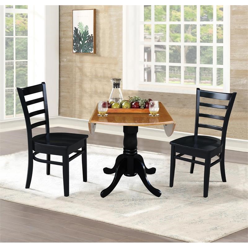 42 in Dual Drop Leaf Dining Table with 2 Dining Chairs - 3 Piece Dining Set
