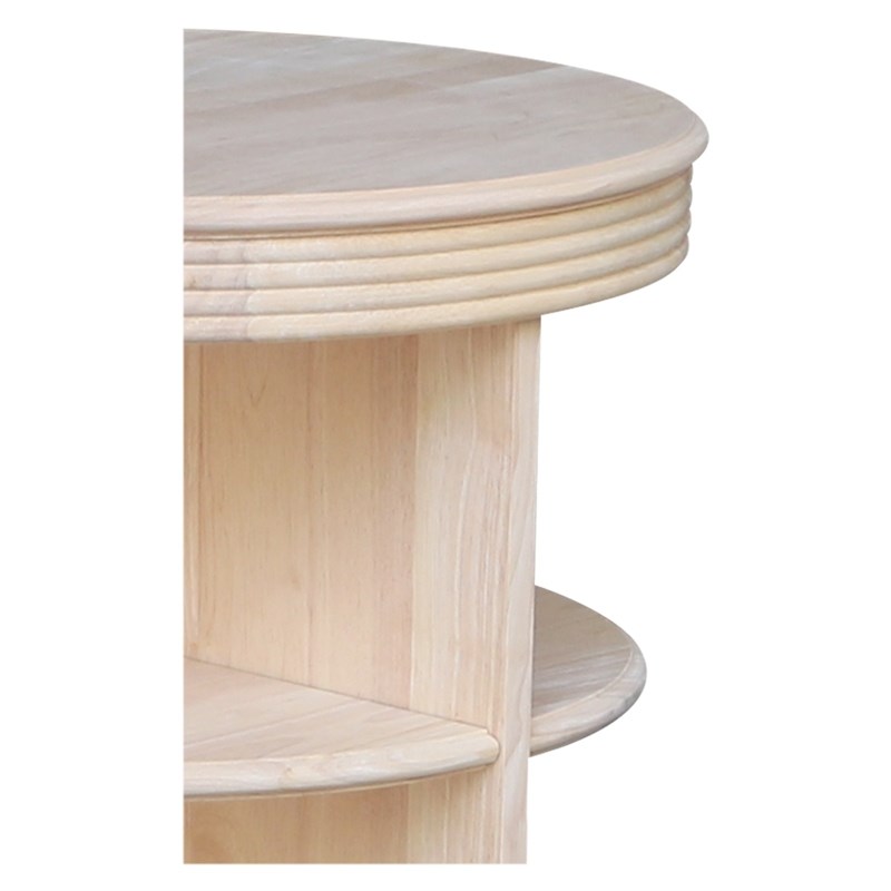 Library Round Solid Wood End Table - Unfinished